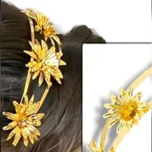 Linea Donna Gold Topaz Headband Sunflower Metal NWT